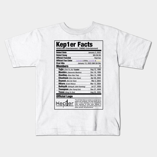 Kep1er Nutritional Facts 2 Kids T-Shirt by skeletonvenus